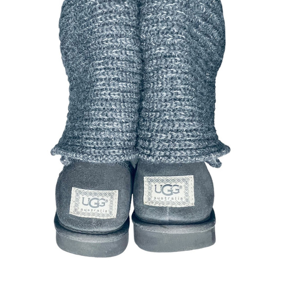 UGG Australia Cardy Knit Button Boots Gray Sparkle Size 9 - Picture 6 of 9